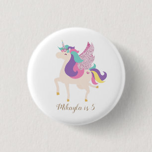 Personalized Rainbow Unicorn Simple Cute 1 Inch Round Button