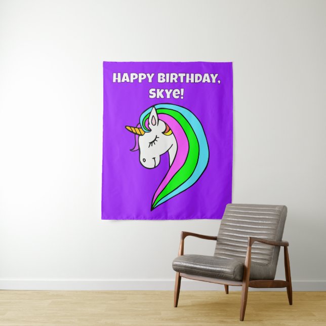 Personalized Rainbow Unicorn Tapestry (In Situ)