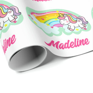 Personalized Rainbow Unicorn Wrapping Paper