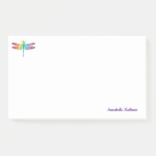 Personalized Rainbow Watercolor Dragonfly Feminine Post-it Notes