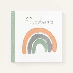 Personalized Rainbow Watercolor Modern Sketch Notebook