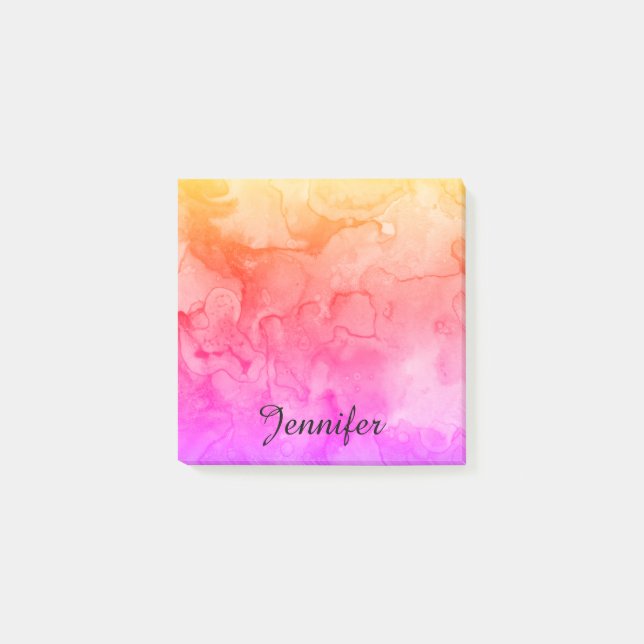 Personalized Rainbow Watercolor Trendy Chic Post-it Notes (Front)