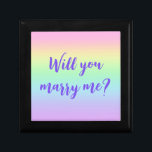 Personalized Rainbow Will You Marry Me Gift Box<br><div class="desc">What a lovely keepsake! Add your own names to personalize if you like! Romantic proposal idea! Beautiful pastel rainbow background.

Designed in lovely Washington State,  USA by an independent artist. Thanks for your support!</div>