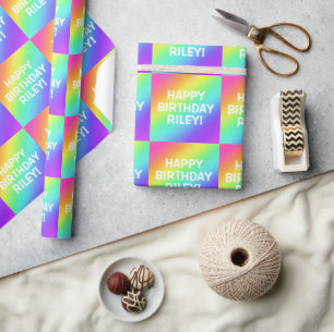 Personalized Rainbow Wrapping Paper