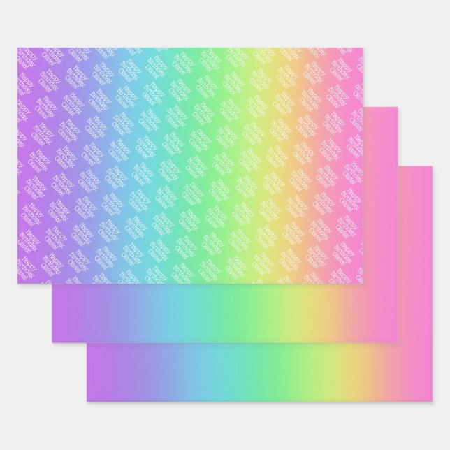 Personalized Rainbow Wrapping Paper Sheet (Set)