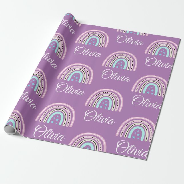 Personalized  Rainbow  Wrapping Paper Sheets (Unrolled)