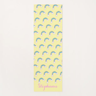 Personalized Rainbow Yellow Yoga Mat