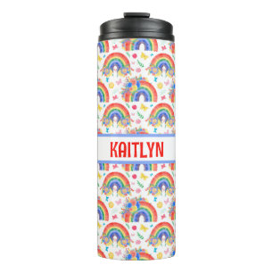 Personalized Rainbows and Flowers Thermal Tumbler