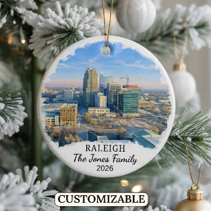 Personalized Raleigh Ornament, North Carolina Ceramic Ornament