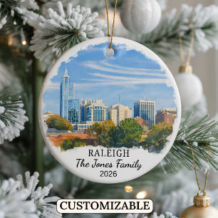 Personalized Raleigh Ornament, North Carolina Ceramic Ornament