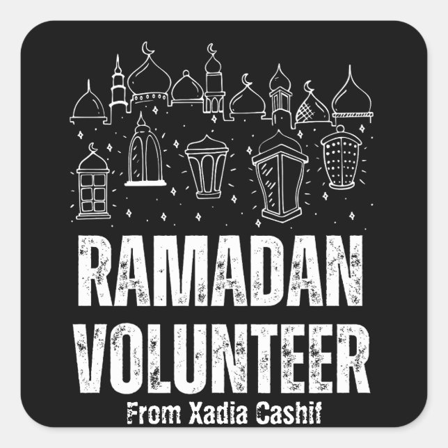 Personalized Ramadan Volunteer Square Sticker (Front)