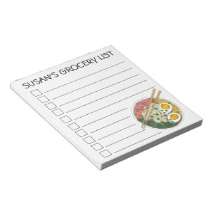 Personalized Ramen Noodles Grocery List Checklist Notepad