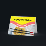 Personalized Ramen Noodles Packet Funny Birthday Card<br><div class="desc">This funny greeting card is perfect for creating a personalized card for birthdays and other occasions. It has the look of a packet of ramen noodles. The yellow and red graphics are ready to be customized with your own greeting and name to create personalized cards for birthdays or any occasion....</div>