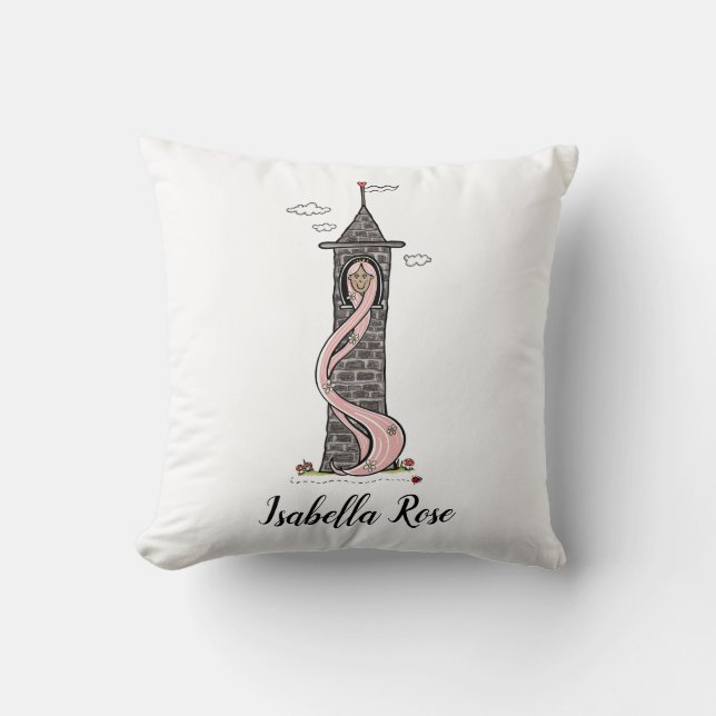 Personalized Rapunzel Princess Medium Skin Tone Throw Pillow (Front)