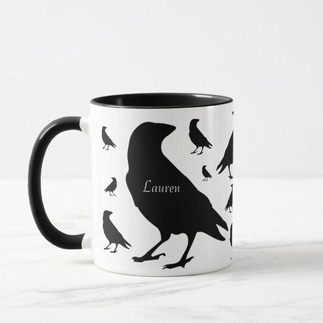 Personalized Raven Crow All Over Print Coffee Mug (Left)