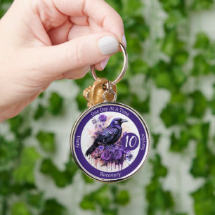 Personalized Raven Recovery Milestone Gift Keychain