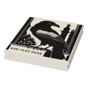 Personalized Raven Wood Art Stamp