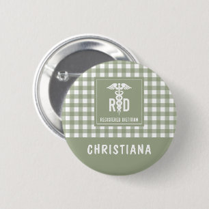 Personalized RD Registered Dietician Plaid Pattern 2 Inch Round Button