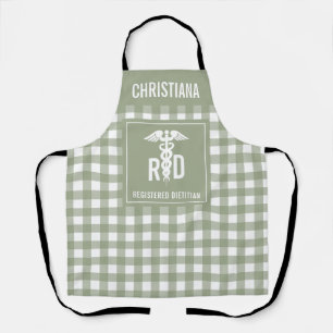Personalized RD Registered Dietician Plaid Pattern Apron
