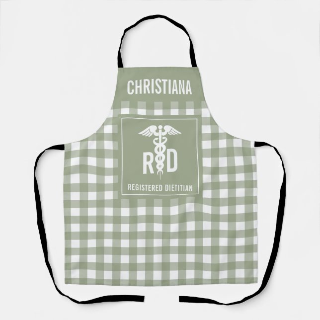 Personalized RD Registered Dietician Plaid Pattern Apron (Front)