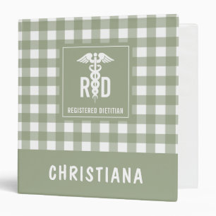 Personalized RD Registered Dietician Plaid Pattern Binder