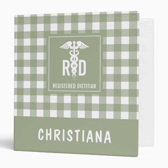 Personalized RD Registered Dietician Plaid Pattern Binder (Front/Inside)