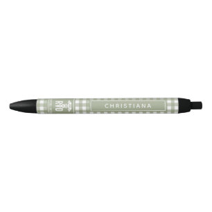 Personalized RD Registered Dietician Plaid Pattern Black Ink Pen