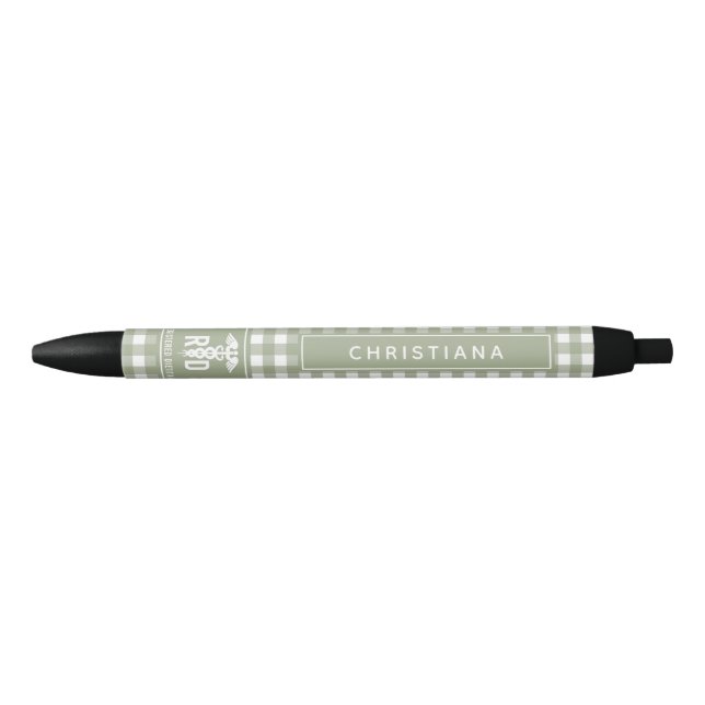 Personalized RD Registered Dietician Plaid Pattern Black Ink Pen (Front)