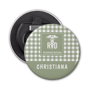 Personalized RD Registered Dietician Plaid Pattern Bottle Opener