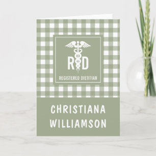 Personalized RD Registered Dietician Plaid Pattern Card