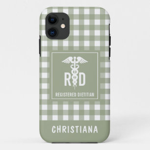 Personalized RD Registered Dietician Plaid Pattern iPhone 11 Case