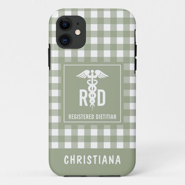 Personalized RD Registered Dietician Plaid Pattern Case-Mate iPhone Case (Back)
