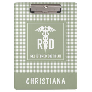 Personalized RD Registered Dietician Plaid Pattern Clipboard