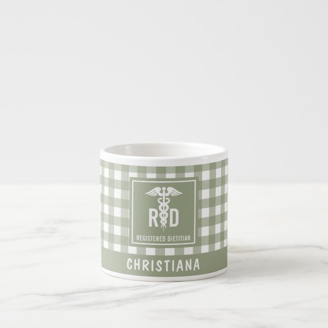 Personalized RD Registered Dietician Plaid Pattern Espresso Cup (Front)