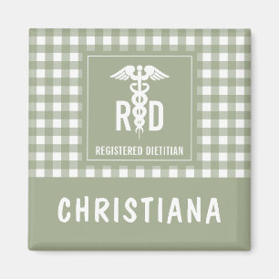 Personalized RD Registered Dietician Plaid Pattern Magnet