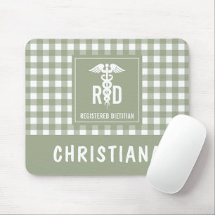 Personalized RD Registered Dietician Plaid Pattern Mouse Pad