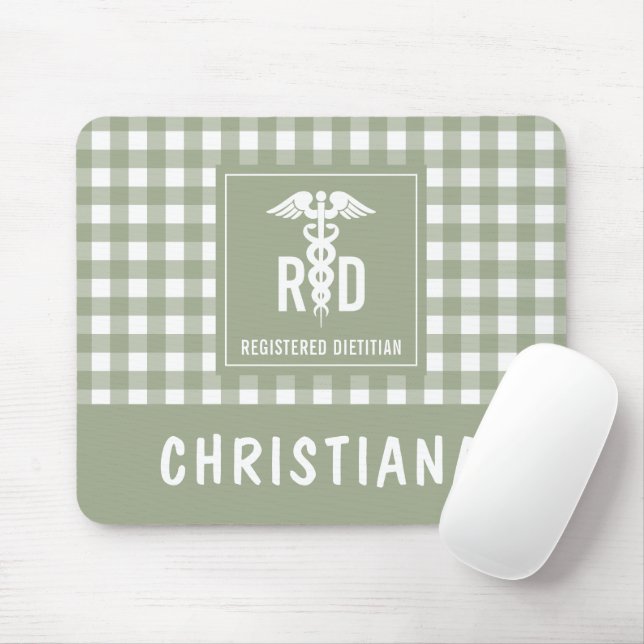 Personalized RD Registered Dietician Plaid Pattern Mouse Pad (With Mouse)