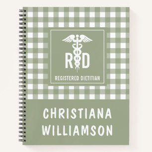 Personalized RD Registered Dietician Plaid Pattern Notebook