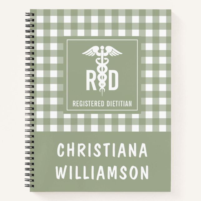 Personalized RD Registered Dietician Plaid Pattern Notebook (Front)