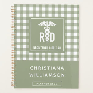 Personalized RD Registered Dietician Plaid Pattern Planner