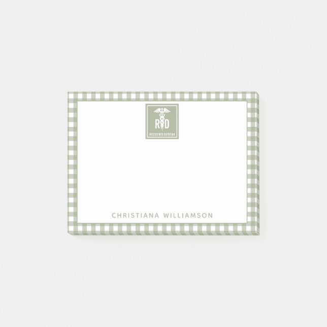 Personalized RD Registered Dietician Plaid Pattern Post-it Notes (Front)