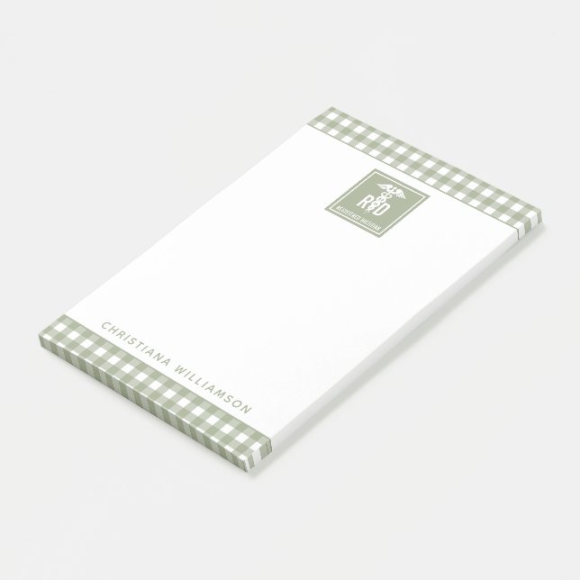 Personalized RD Registered Dietician Plaid Pattern Post-it Notes (Angled)