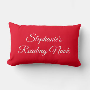Personalized reader's pillow, elegant pretty red  lumbar pillow