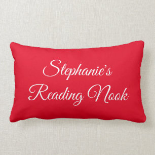 Personalized reader's pillow, elegant pretty red  lumbar pillow