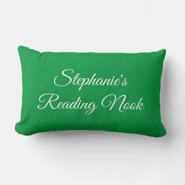 Personalized reading cushion, elegant, Kelly green Lumbar Pillow (Front)