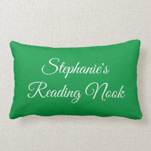 Personalized reading cushion, elegant, Kelly green Lumbar Pillow