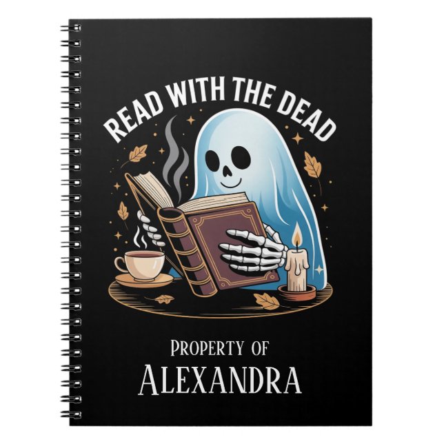 Personalized Reading Journal Spooky Ghost Skeleton (Front)