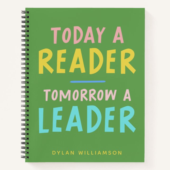 Personalized Reading Journal Student Kid Quote (Front)