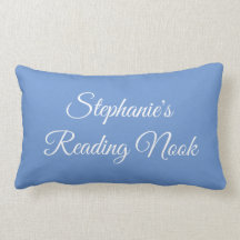 Personalized reading pillow, elegant & pretty blue
