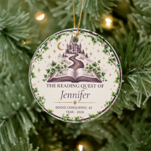 Personalized Reading Quest Fantasy Reader Keepsake Ceramic Ornament